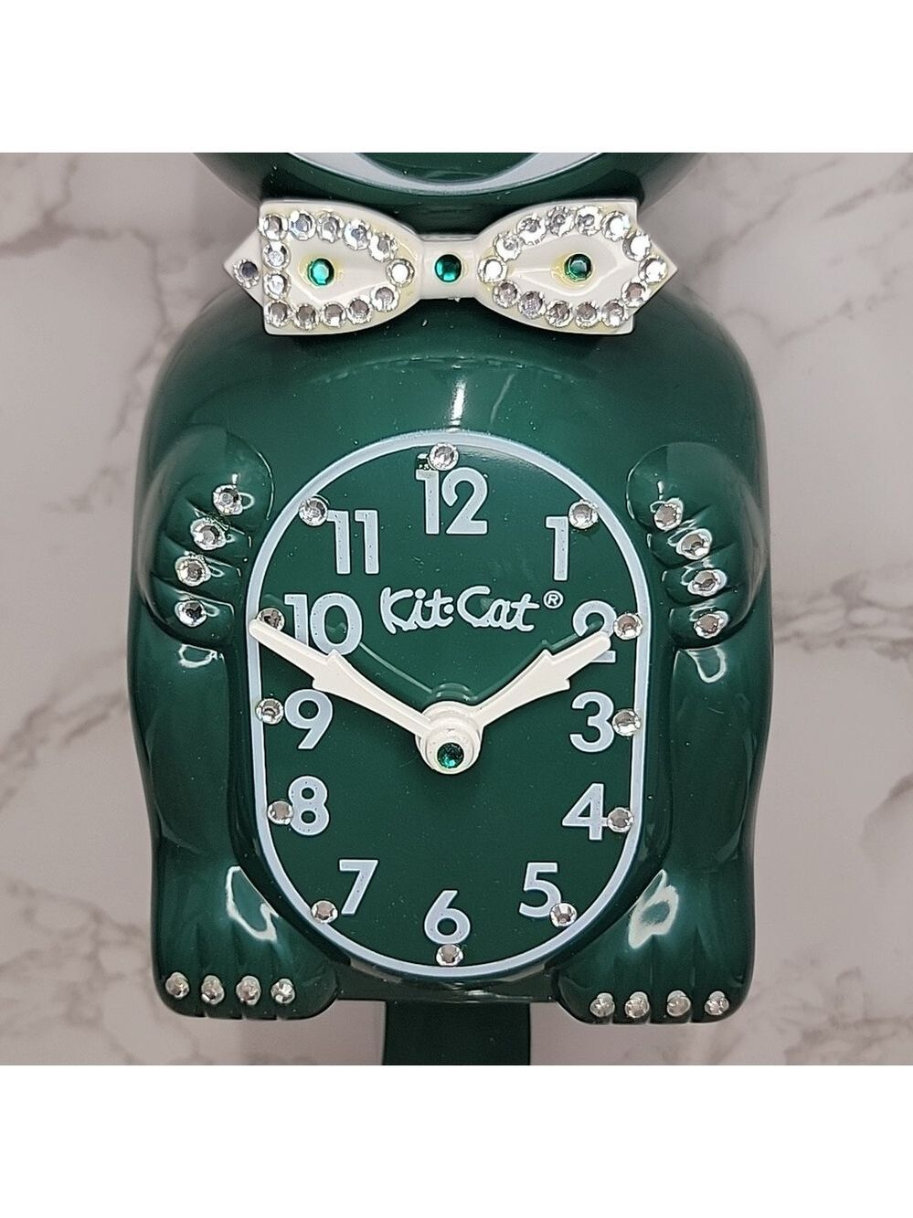 Vintage Ivy Green Jeweled Kit Cat Klock Clock SUPER RARE NOS - Picture 3 of 8